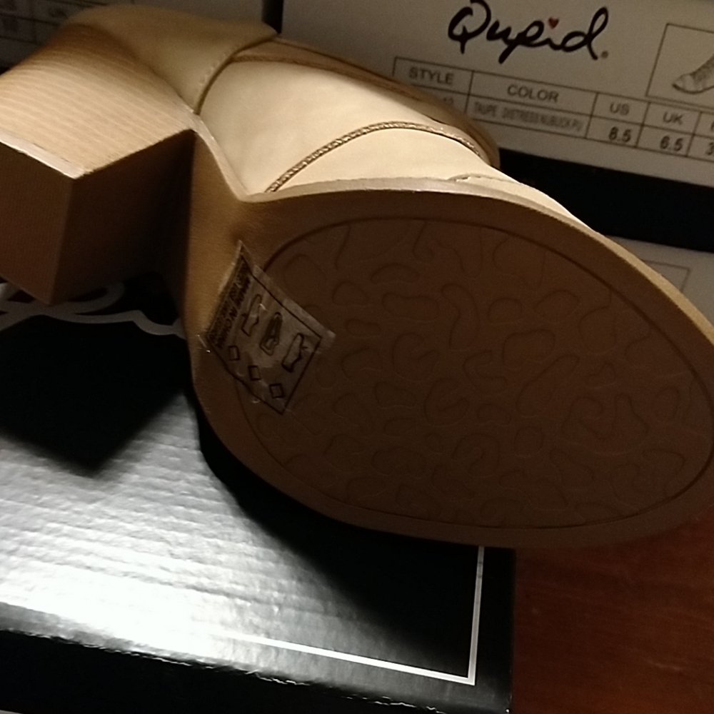 Taupe Peep Toe Booties - Picture 8 of 10